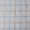 Yarn-dyed check pattern linen fabric in earth and sky hues, ideal for elegant and natural clothing.