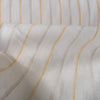 Sunshine yellow and earthy striped linen fabric, ideal for vibrant and comfortable clothing creations.