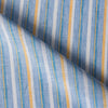 Vibrant Summer Beach Stripe linen fabric with chambray blues and summertime yellow stripes, ideal for fresh and classic summer garments.