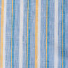 Vibrant Summer Beach Stripe linen fabric with chambray blues and summertime yellow stripes, ideal for fresh and classic summer garments.