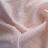 Summery Peach Sorbet Stripe 100% linen fabric with green and deep peach threads, ideal for soft draping summer dresses and tunics