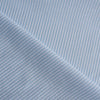 Light Blue & White Stripe Linen Blend Fabric with soft, pale blue and white vertical stripes, perfect for Summer garments like oversized shirts, dresses, tops, lightweight pants, and shorts. Slightly worn feel, may require lining due to pale color.