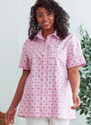 Butterick sewing pattern B6841 for unisex fitted button-down shirts with pointed collar, self-lined yoke, and classic details.