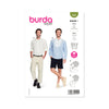 Burda sewing pattern 5895 for men’s slip-on tops featuring a plastron with stand collar or polo fastening with a classic collar.