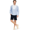 Burda sewing pattern 5895 for men’s slip-on tops featuring a plastron with stand collar or polo fastening with a classic collar.