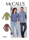 McCall's Sewing Pattern M7980 for versatile misses’ and men’s shirts with timeless designs.