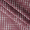 Barossa Burgundy Check linen blend fabric with burgundy and white checks, lightweight and yarn-dyed