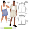 Braxton Woven Short Sewing Pattern – tailored knee-length shorts with pleats & fly zip