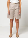 Braxton Woven Short Sewing Pattern – tailored knee-length shorts with pleats & fly zip