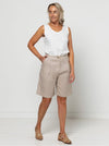 Braxton Woven Short Sewing Pattern – tailored knee-length shorts with pleats & fly zip