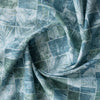 Coastal Canopy linen cotton blend fabric with faded green and blue palm leaf prints