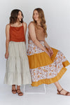 ladies wearng skirt made of Fawn Skirt Set PAPER Pattern - Gathered Mini, Maxi, and Shirred Mini Skirt Patterns