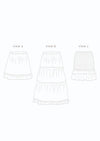 line art of Fawn Skirt Set PAPER Pattern - Gathered Mini, Maxi, and Shirred Mini Skirt Patterns