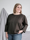 Style Arc’s Florence Woven Top pattern with tuck shoulder detail and contrast top stitching.
