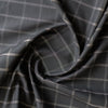 Grid-Patterned Black Giza Cotton Blend Fabric with Pinstriped Grid Design