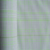 Lime Green Plaid Linen Blend Fabric – lightweight linen-cotton, lime green & grey plaid on white background (135 GSM)