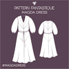 Magda Dress Sewing Pattern – relaxed fit maxi dress with drawstring waist & statement sleeves