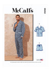 McCall's Sewing Pattern M8262 for men’s loungewear, featuring pajama shirts, drawstring pants, and shorts.