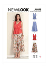 New Look Sewing Pattern N6668 for Misses' V-neck sleeveless top & flared skirt in linen and silky fabrics