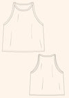 Racer Vest sewing pattern - sporty jersey vest with high neck, narrow shoulders, and low scoop underarms