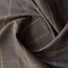 Rustic Charcoal Check linen blend fabric with a dark charcoal base and brown grid pattern, durable and stylish.