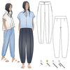 Teddy Designer Pant sewing pattern featuring front knife pleat and narrow ankle fit.